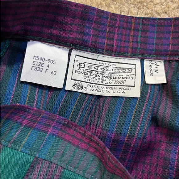 Pendleton Teal and Magenta Plaid A-Line Skirt - Picture 3 of 3